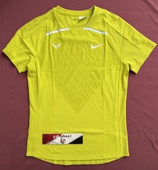 Nike Rafa Nadal Custom Athlete Shirt DJ6955-308 Bright Cactus Mens Size Custom