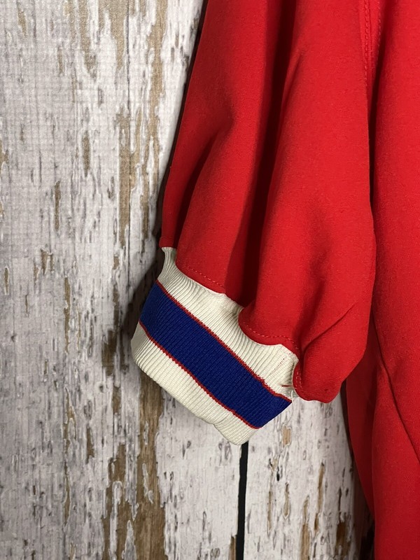 VINTAGE SPEEDLINE ATHLETIC WEAR JERSEY 1/4 ZIP Red White & Blue LCC Patch gallery