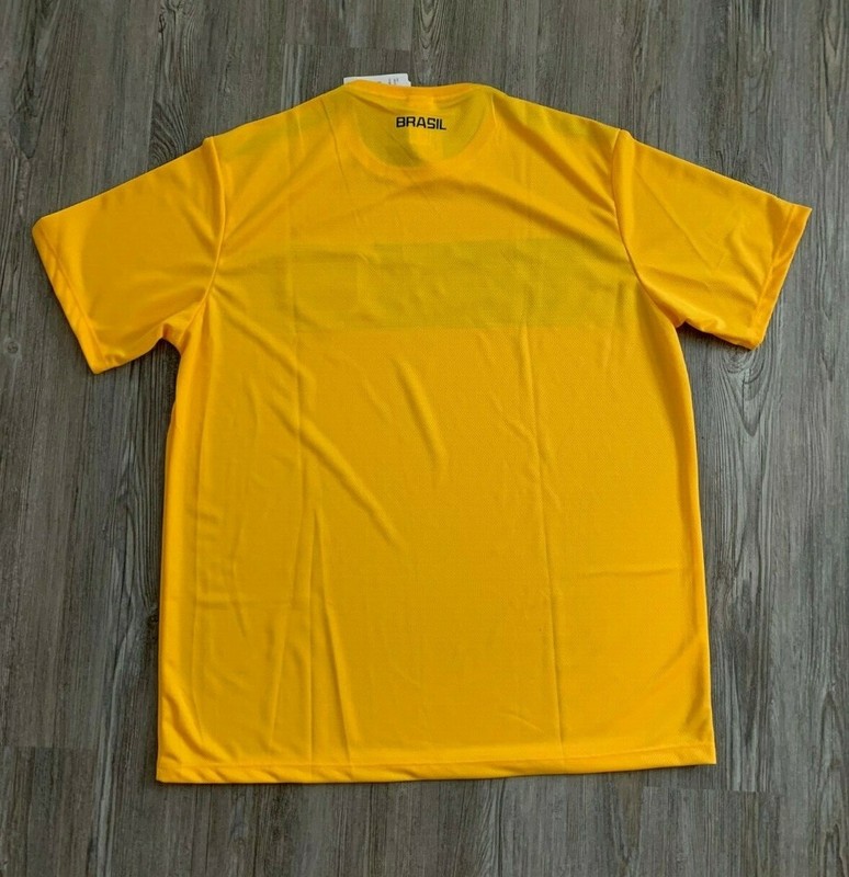 Men's Brazilian Soccer Yellow & Green Short Sleeve Jersey Shirt Size G or L NEW gallery