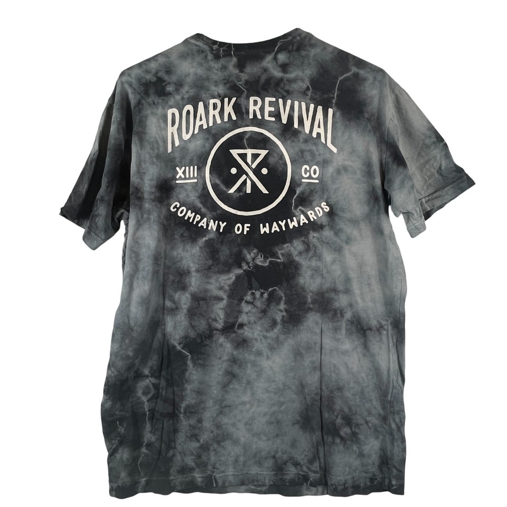 Roark Revival Mens XL Tie Dye T Shirt Black Gray Skate Company of Waywards