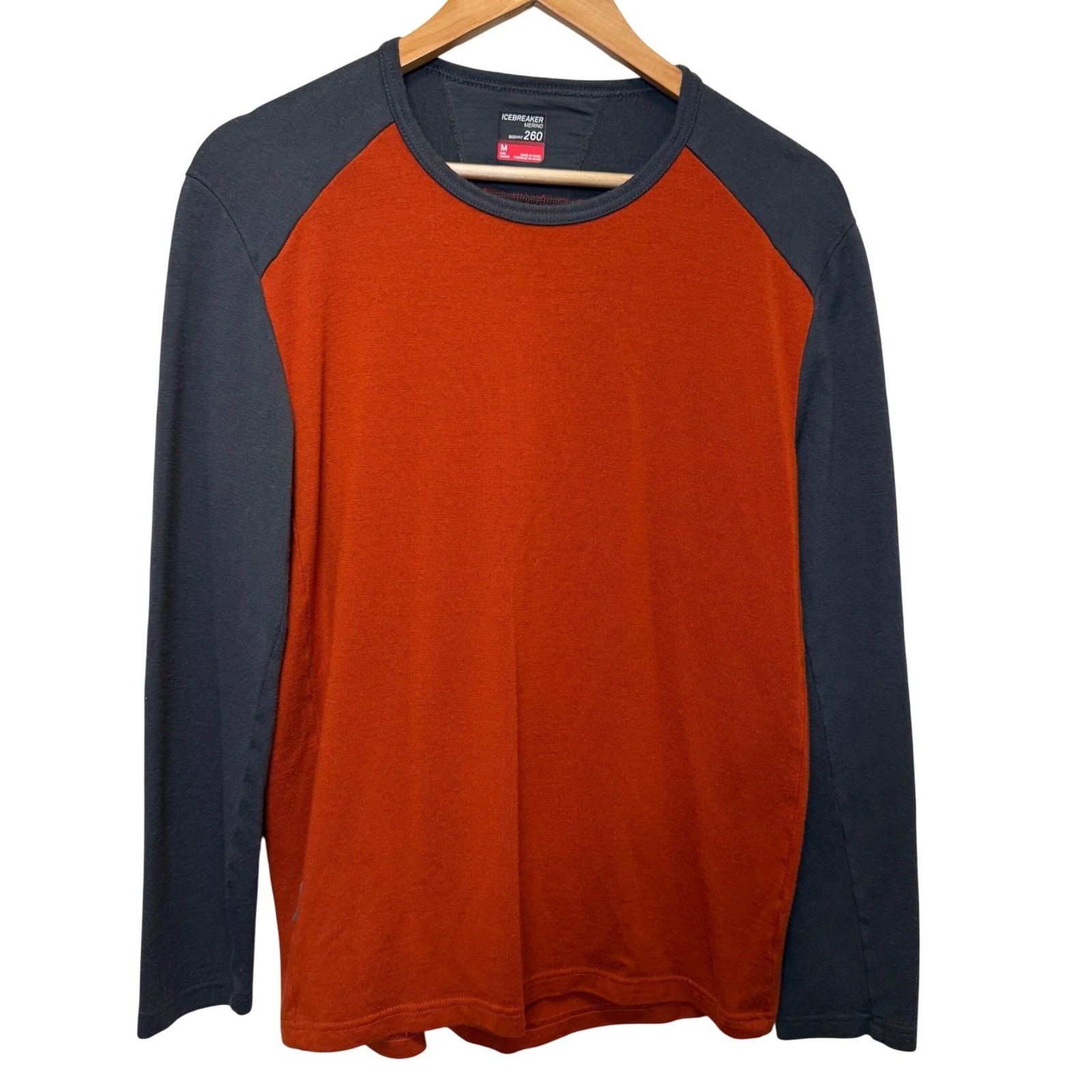 Icebreaker Mens 260 Bodyfit Base Layer M Orange Gray Merino Wool Gorpcore gallery