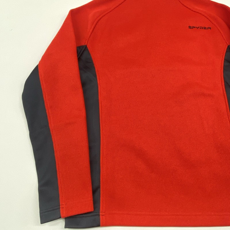 Spyder Mens L Red Black 1/4 Zip Fleece Pullover Sweater Waffle Knit gallery