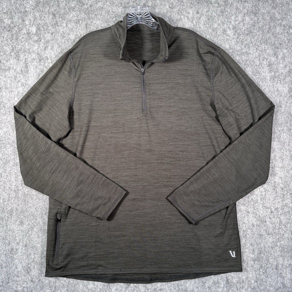 Vuori Ease Performance 1/4 Zip Pullover Mens XL Green Zip Pocket Lightweight