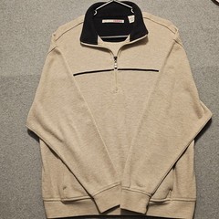 Grand Slam Mens SZ Medium 1/4 Zip Pullover Fleece Golf Sweater Beige Mock Collar