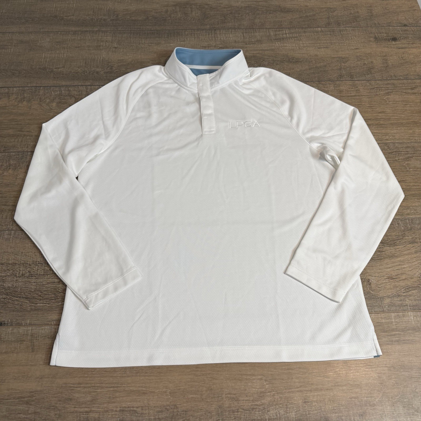 Rhone Mens Performance Mock Neck Golf Shirt Large Snap LGPA embroidered B8 gallery