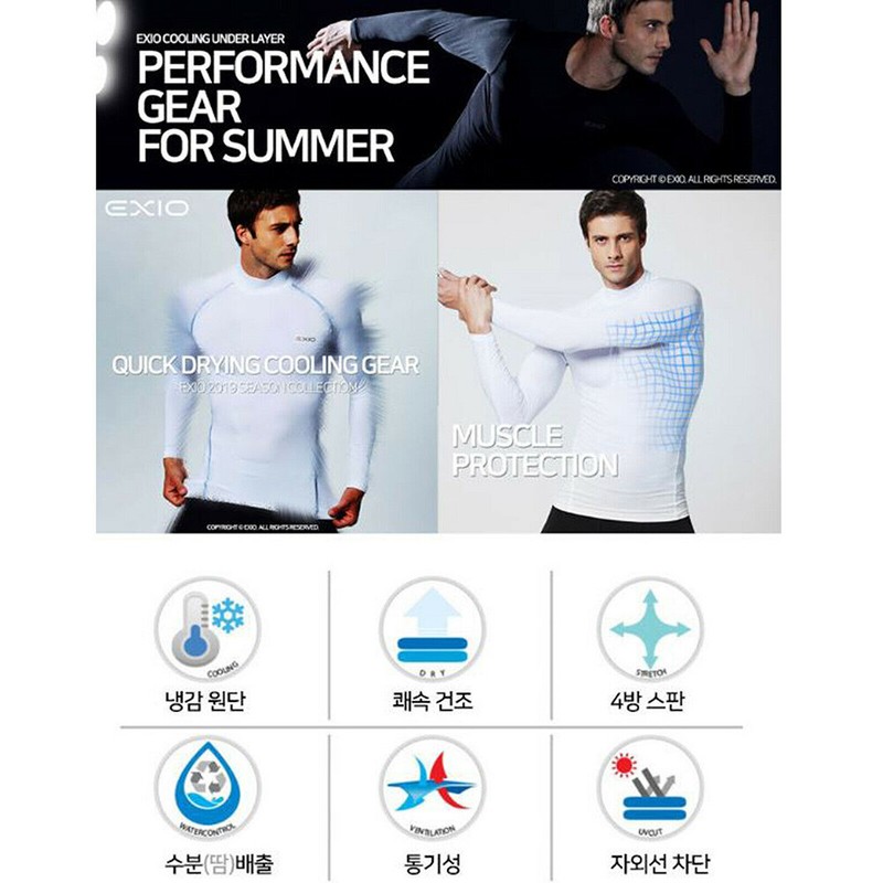 EXIO Mens Compression Base Layer Top Cool Dry Short Sleeve Workout Shirt R04 gallery