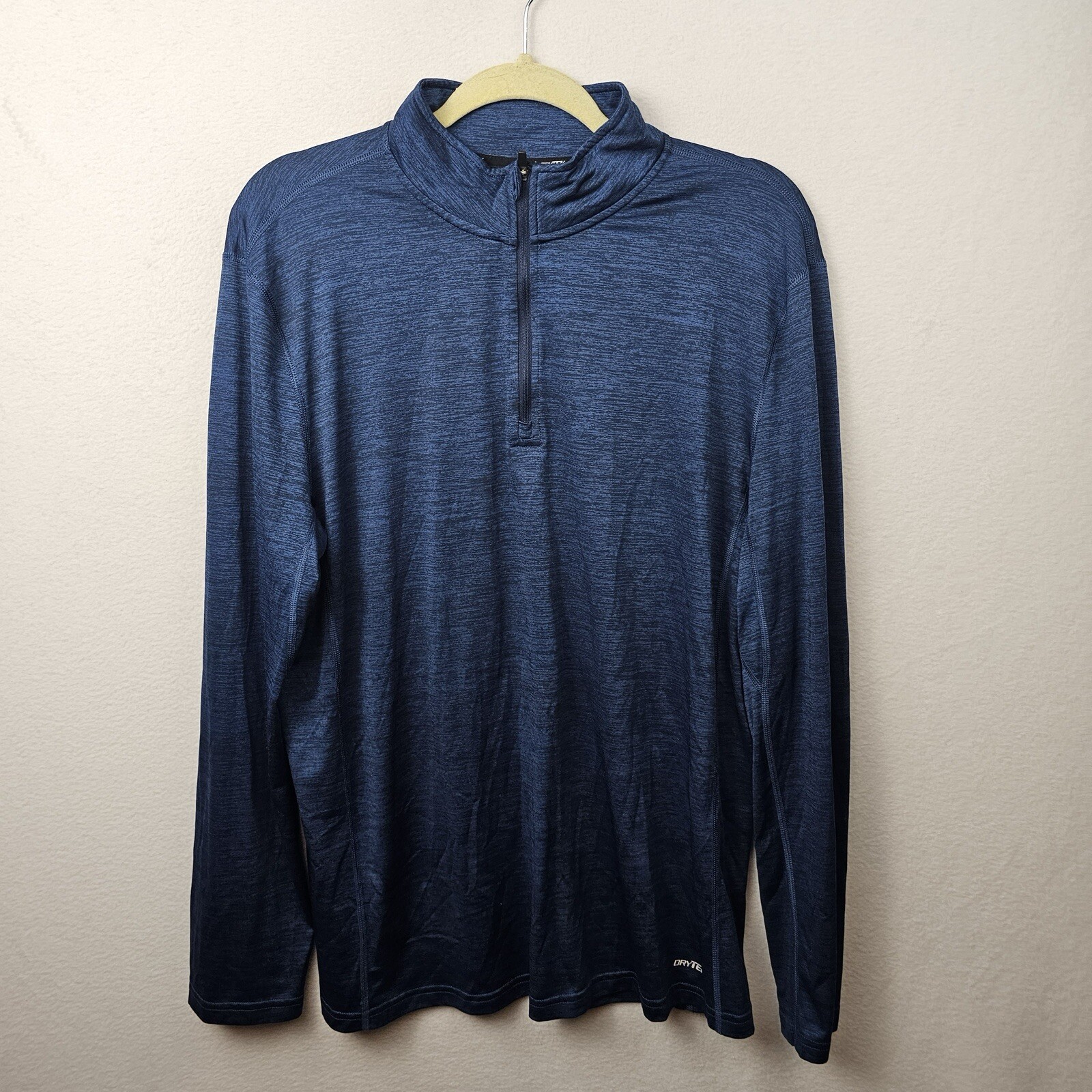 Tek Gear Shirt Men’s Size Large Blue Long Sleeve 1/4 Zip DryTek Defect In Photos gallery