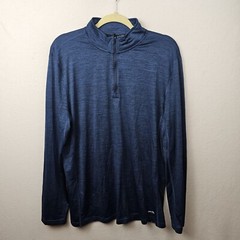 Tek Gear Shirt Men’s Size Large Blue Long Sleeve 1/4 Zip DryTek Defect In Photos
