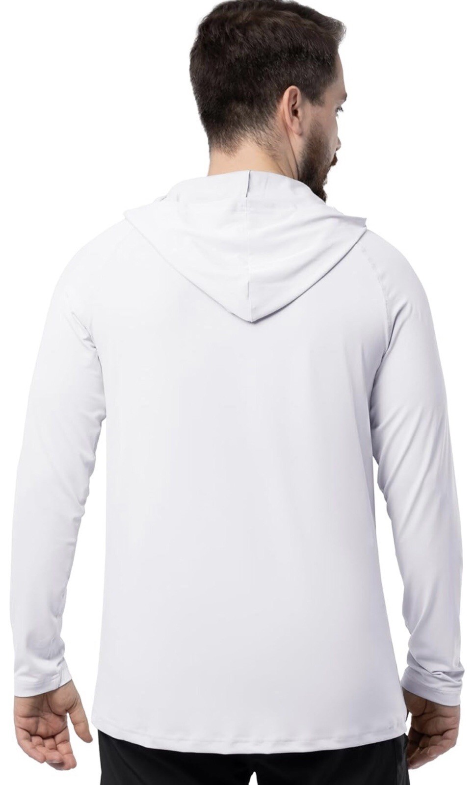 Men’s Hooded Long Sleeve Performance Tee UPF 30 Beige Off White Large L gallery