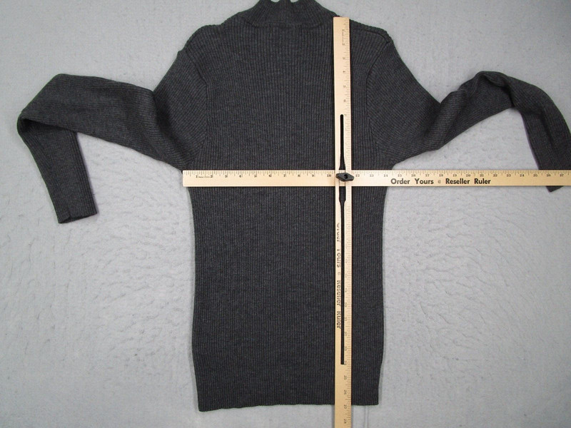 Vintage Johnston Murphy Sweater Men Medium Gray Merino 1/4 Zip Pullover Ribbed gallery
