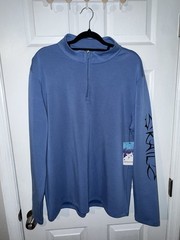 Men’s Sunshirt Quarter Zip UPF 35 Sun Protection Size Large NWT Blue
