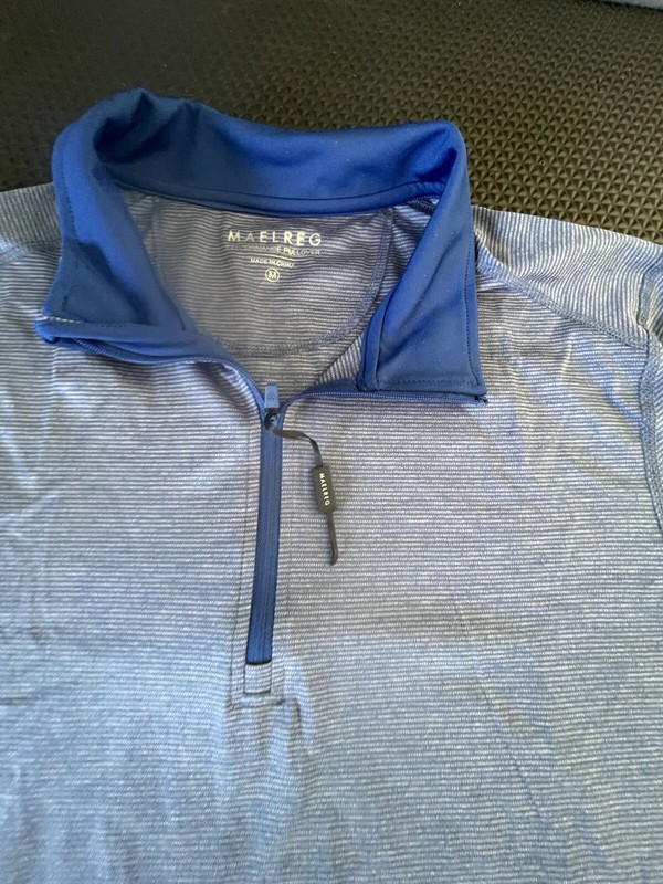 Maelreg Performance Pullover Shirt Jacket Stretch Golf Blue Striped Men’s Sz Med gallery