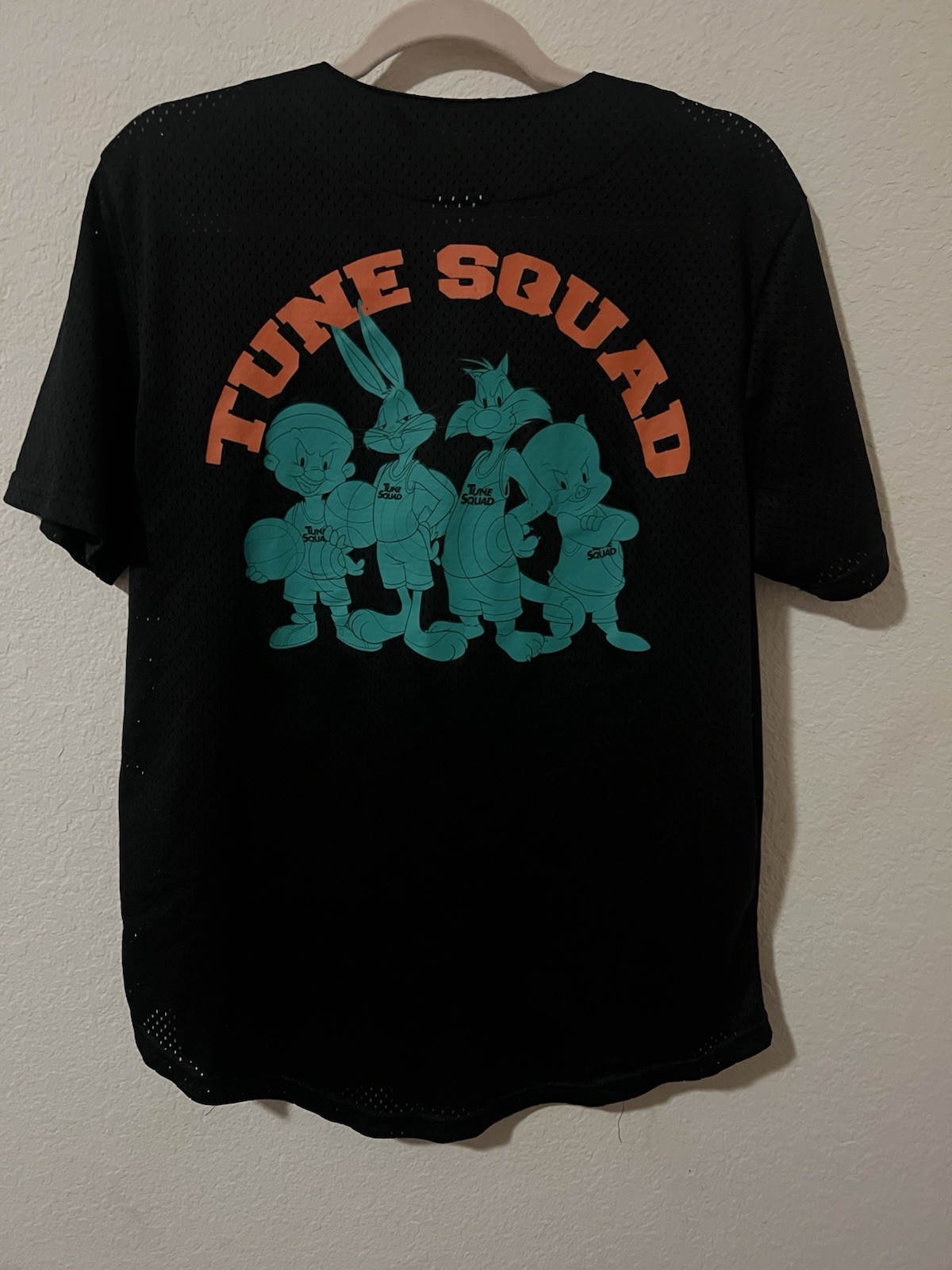 Space Jam Tune Squad Baseball Jersey Shirt Black Mesh Button Front Size M gallery