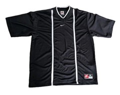 Vintage 90s Nike Shirt Mens M Black White Center Swoosh Logo Jersey Soccer