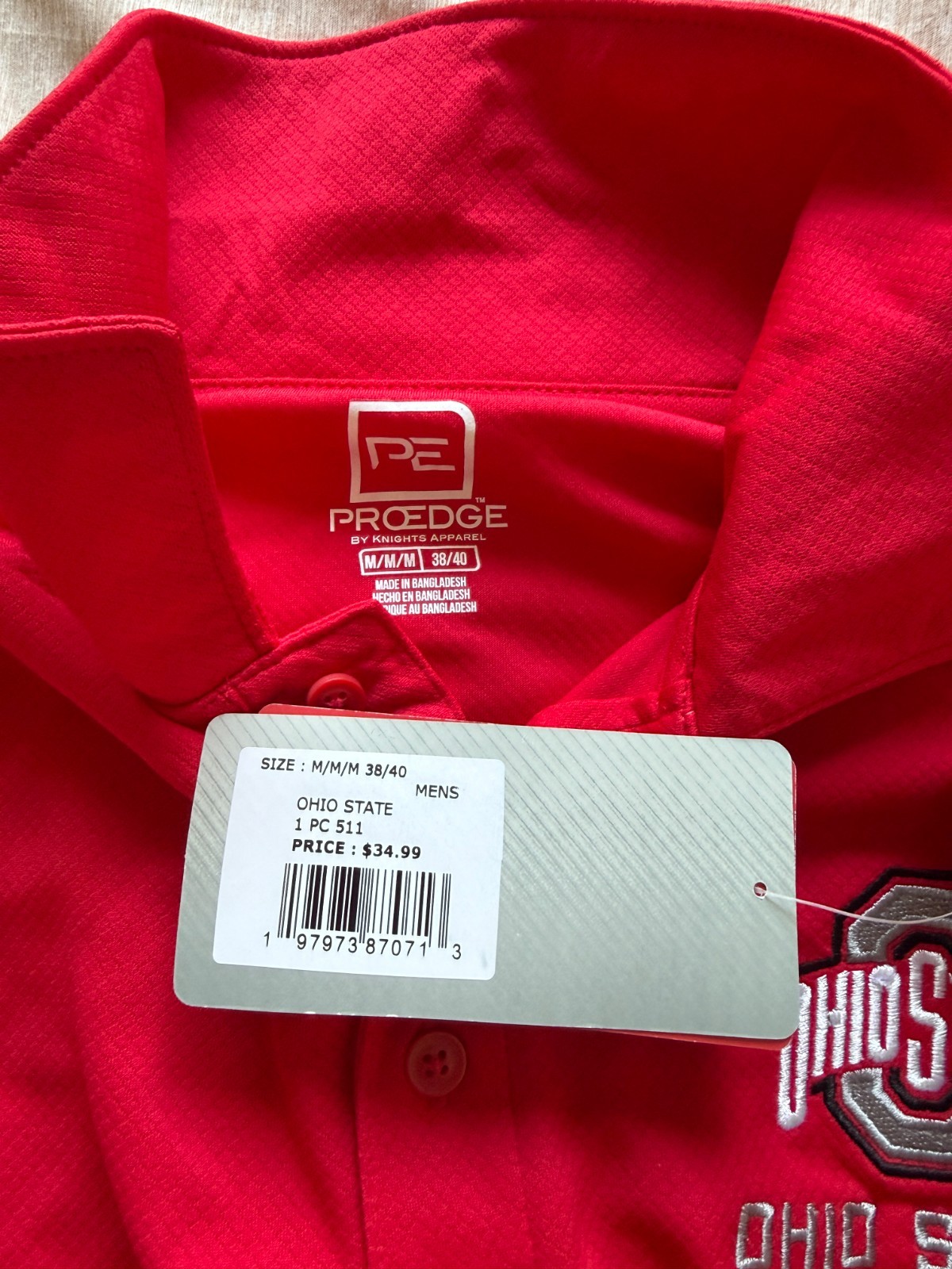 ohio state buckeyes red polo college short sleeve men size medium gallery