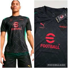 PUMA x Off White AC Milan Pre Match Soccer Jersey Black RARE Men Size Medium NWT
