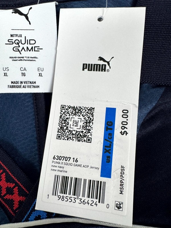 Puma X Squid Game Aop Jersey Mens XL Blue Printed Short Sleeve Spread Collar gallery
