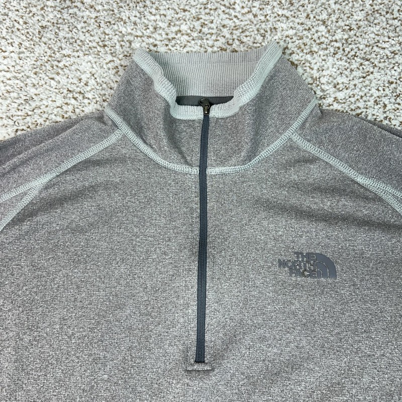 North Face Pullover Mens Medium Gray Quarter Zip Long Sleeve Athletic Hiking Top gallery