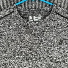 New Balance Shirt Mens Medium Gray Short Sleeve Active Casual Running Workout