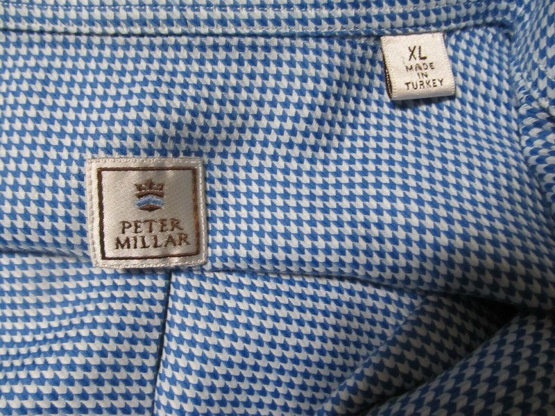 Peter Millar Men's Blue Button Down Shirt with Copper Heads Patch Size XL GUC gallery