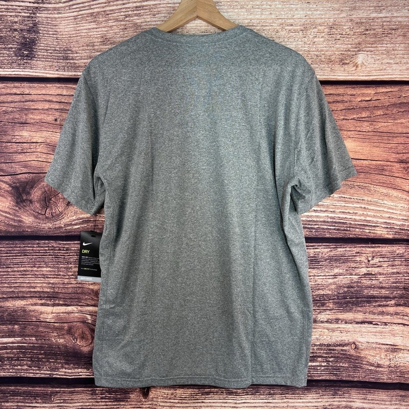 Nike Dri-Fit Men's Heather Grey Training T-Shirt Black Swoosh L 718833-091 NWT gallery