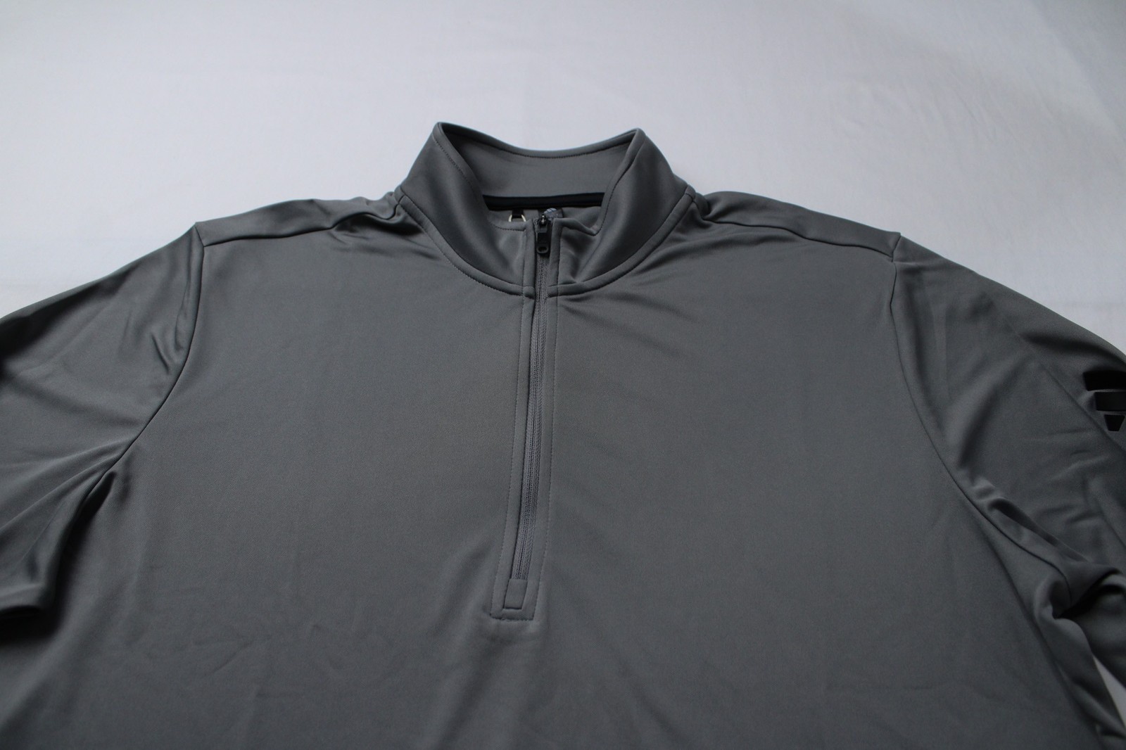 Adidas Men's Solid Long Sleeve Quarter Zip Pullover Top EJ3 Onix Large NWT gallery