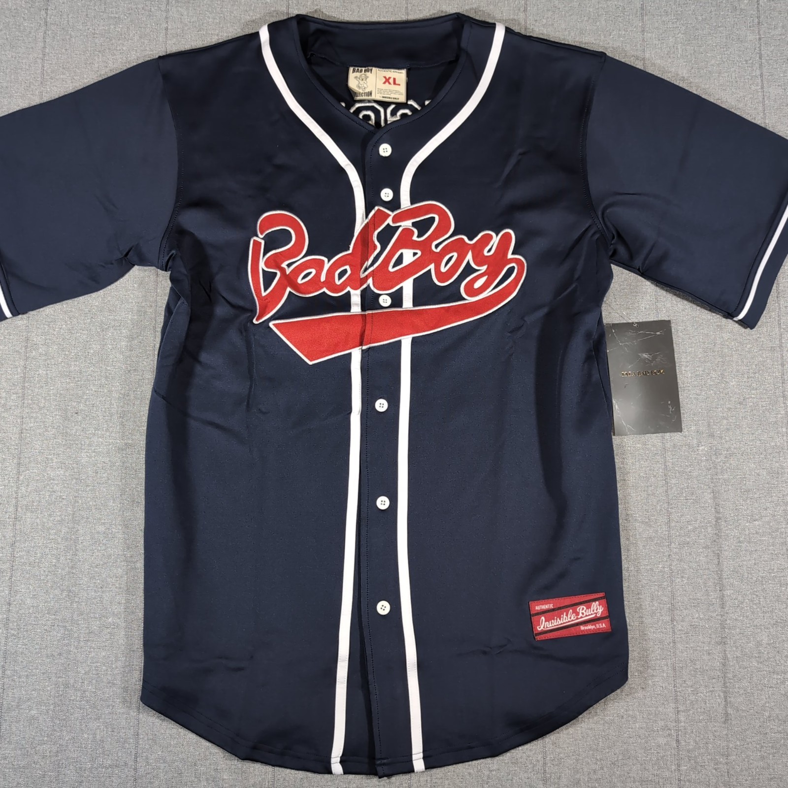 Invisible Bully Bad Boy Notorious BIG Biggie Baseball Jersey Mens Small NWT gallery