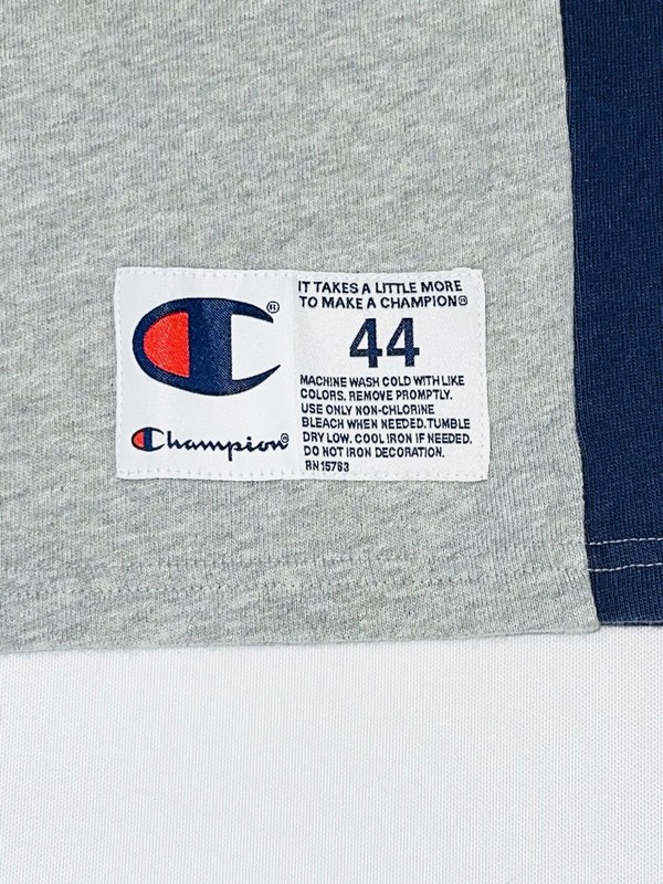 Vintage 80s CHAMPION Reverse Weave Gray Ringer Cotton Jersey Shirt sz L 44 gallery