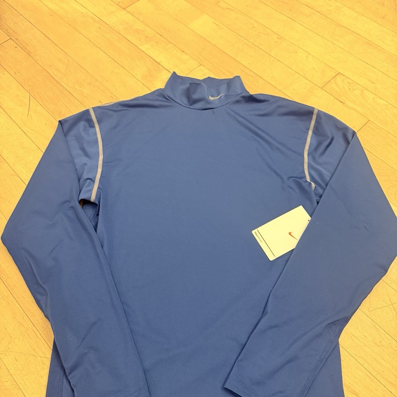 Nike Pro Compression Shirt Mens Large Blue Mock Neck Long Sleeve Dri-Fit Tight gallery
