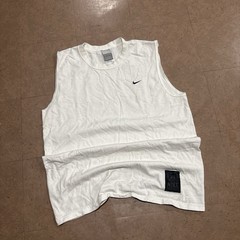 Vintage Nike Sleeveless T-shirt Mens M White Cut Off Swoosh Basketball Essential