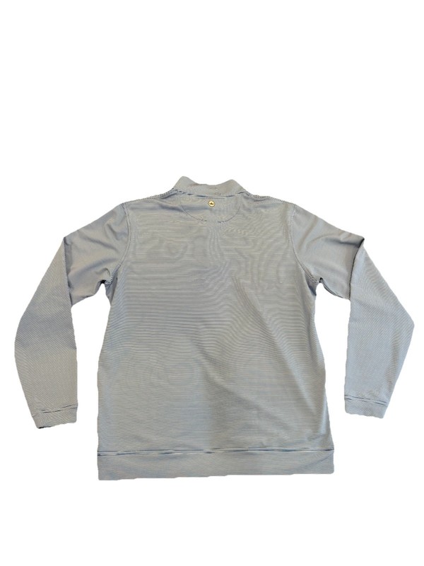 Men’s Peter Millar SMU Stripe Performance Quarter-Zip Blue And White Size Large gallery
