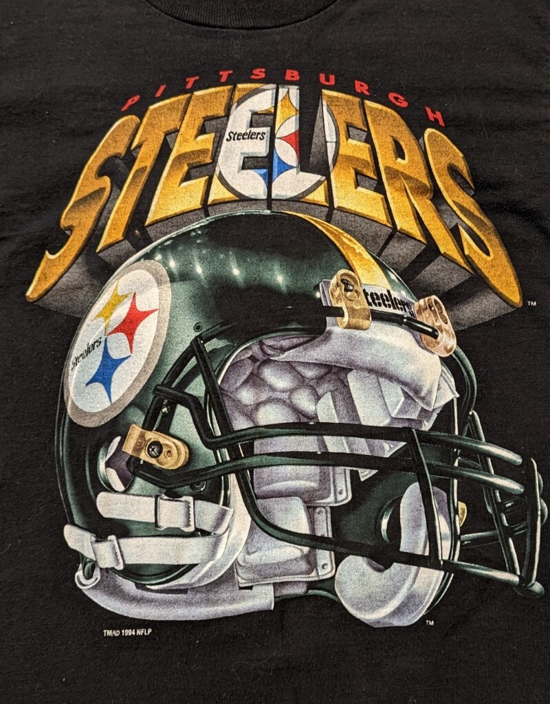 Vtg 90s 1994 Pittsburgh Steelers Helmet T Shirt mens USA Made Salem M #107 gallery