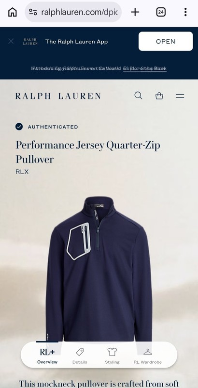 Ralph Lauren RLX Golf Performance Jersey Quarter-Zip Pullover Mens L Navy Blue gallery