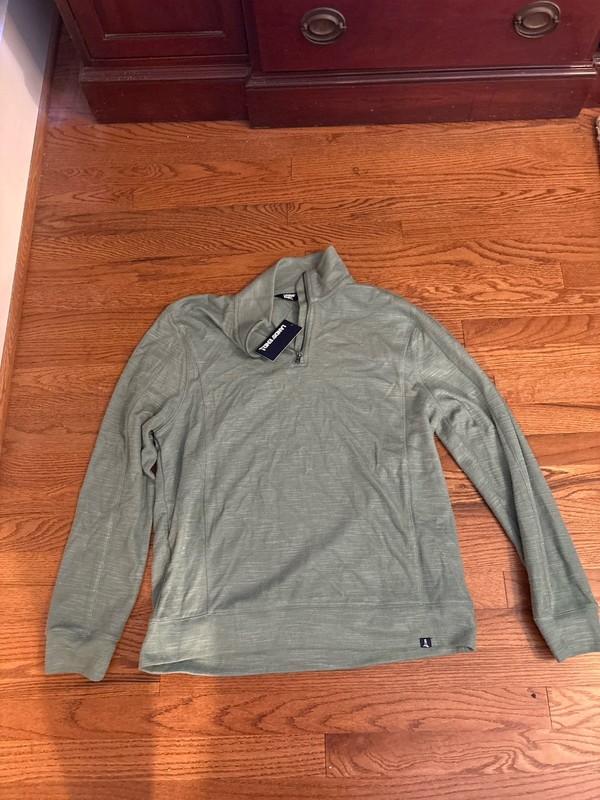 LANDS END 1/4 ZIPPER PULLOVER BAY LEAF MENS MD NWT LONG SLEEVE Polyester, Cotton gallery