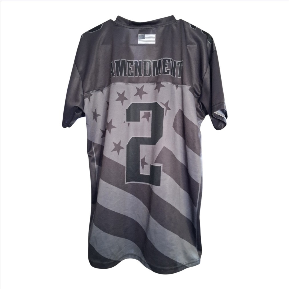 Greater Half Custom Second Amendment Football Jersey "Blackout Edition" Size L gallery