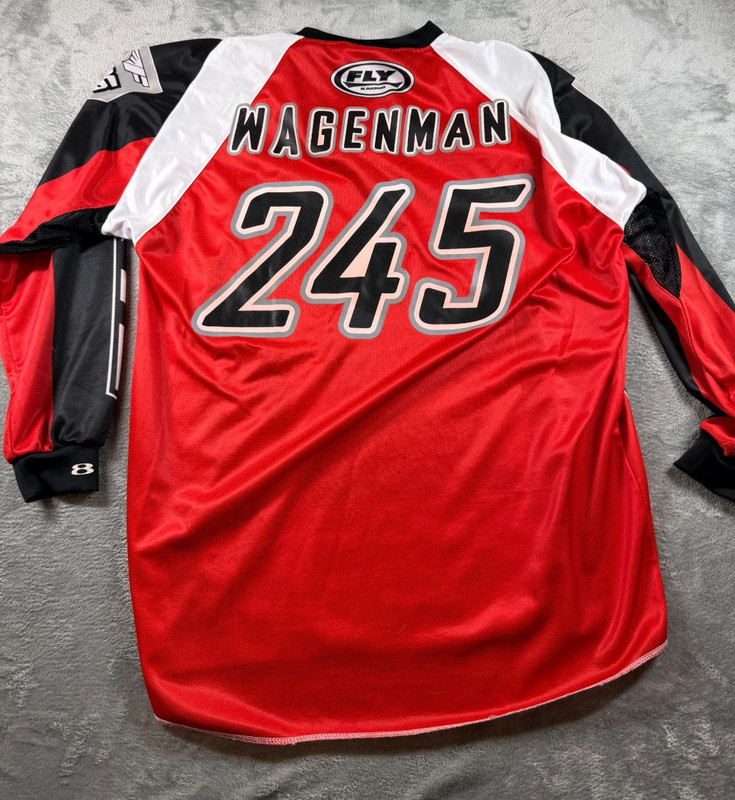 Fly Racing Motocross Jersey Mens XL Red Black White 245 Wageman MX gallery