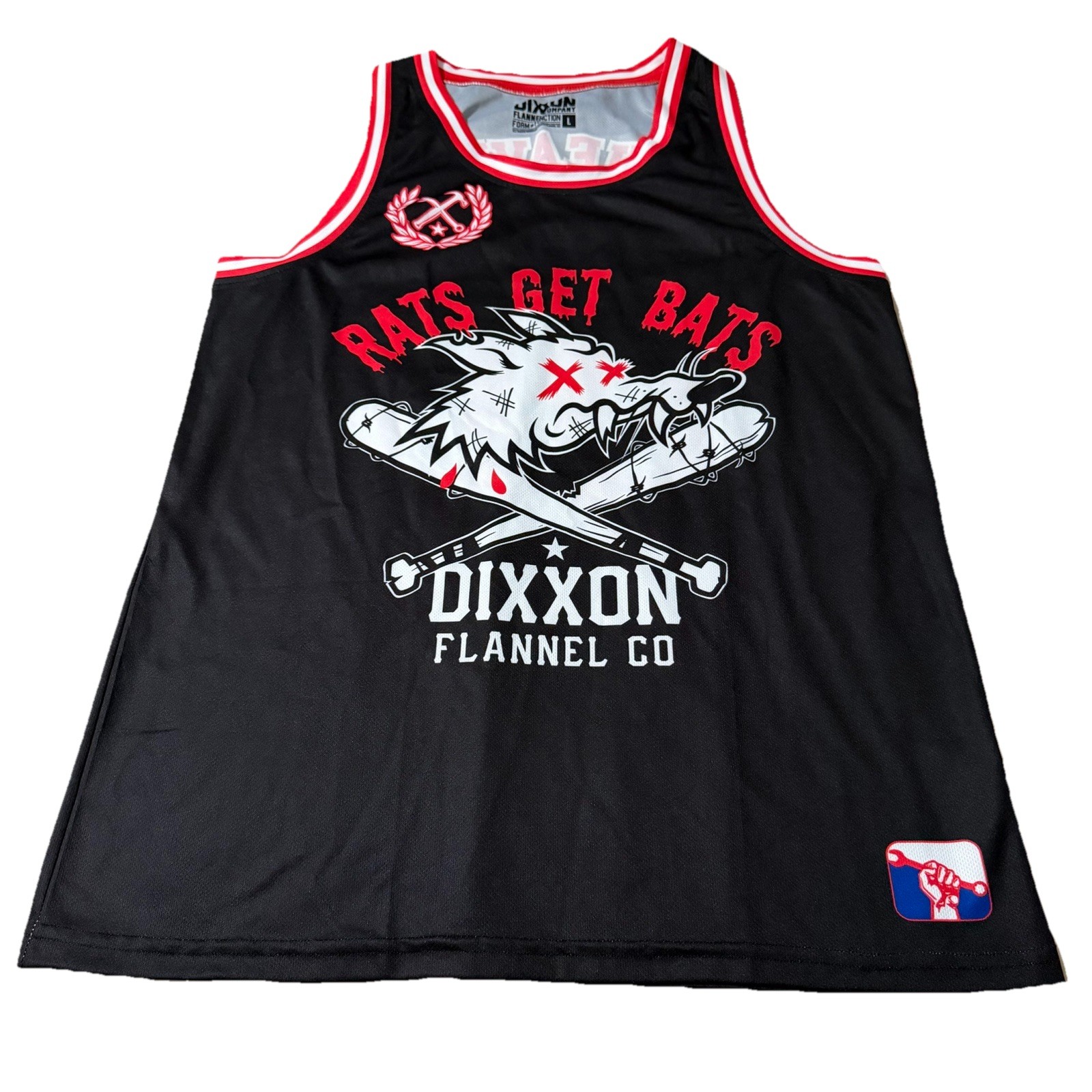 Dixxon Flannel Company Rats Get Bats Basketball Jersey Size Large gallery