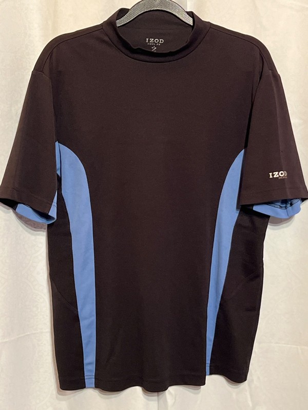 IZOD Cool FX Men's Size S Performance Shirt Black Blue Color Block Athletic gallery