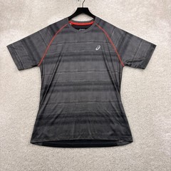ASICS Running Shirt Mens Size Large Gray Short Sleeve Raglan Performance