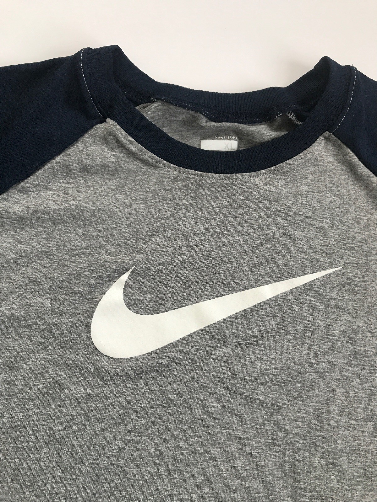 EUC Nike Fit Dry Mens XL Athletic Shirt T-shirt Grey Blue Short Sleeved 18-20 gallery
