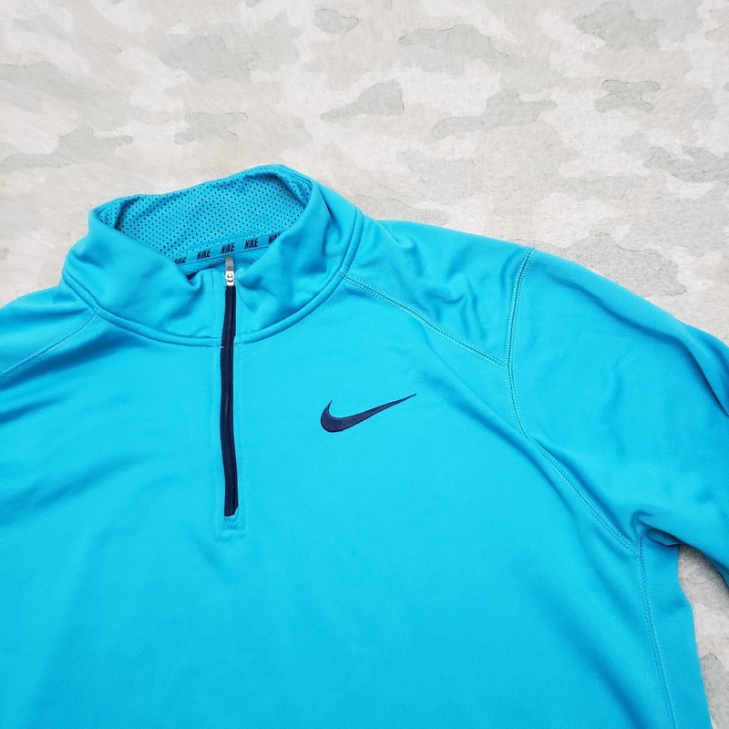 Nike Shirt Mens XL Blue Therma Fit Quarter Zip Gym Mock Neck Activewear Outdoors gallery
