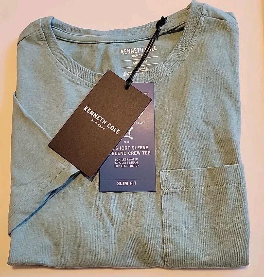 NEW Kenneth Cole Active Mens Heather Green Tech Pocket Tee T-shirt Sz Medium gallery