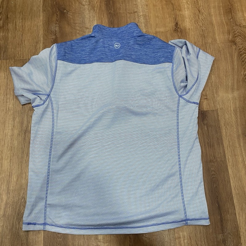 Vineyard Vines 1/4 Zip Pullover Performance Mens XL Aqua Blue White Stripe gallery