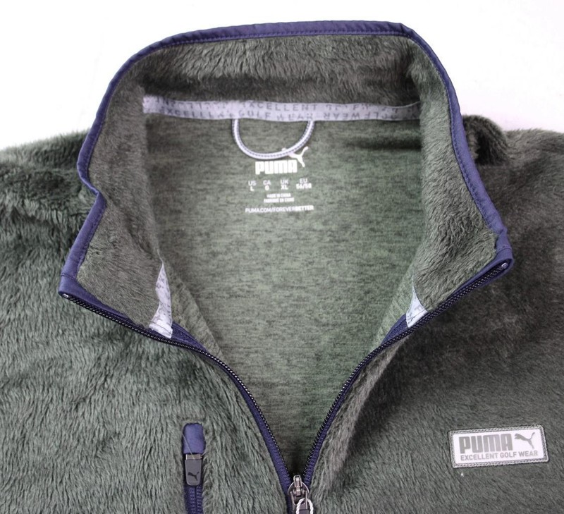Puma Mens L Pullover 1/4 Zip Soft Sherpa Golf Long Sleeve Mock Collar Green $120 gallery