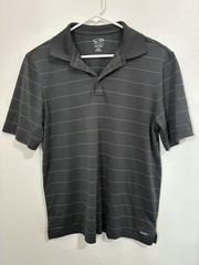 C9 by Champion Duo Dry Men’s Gray Striped Polo Shirt M Moisture Wicking Golf
