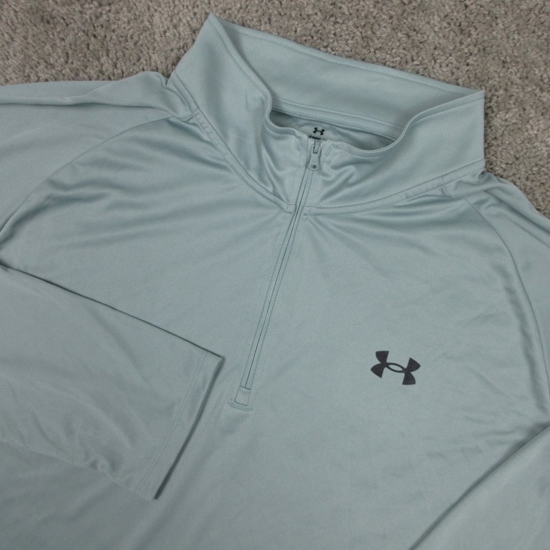 Under Armour Sweater Mens 4XL Gray Green Performance Golf 1/4 Zip Lightweight gallery