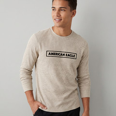 American Eagle Young Men’s AE Beyond Soft Thermal Top Shirt in Sand size Small