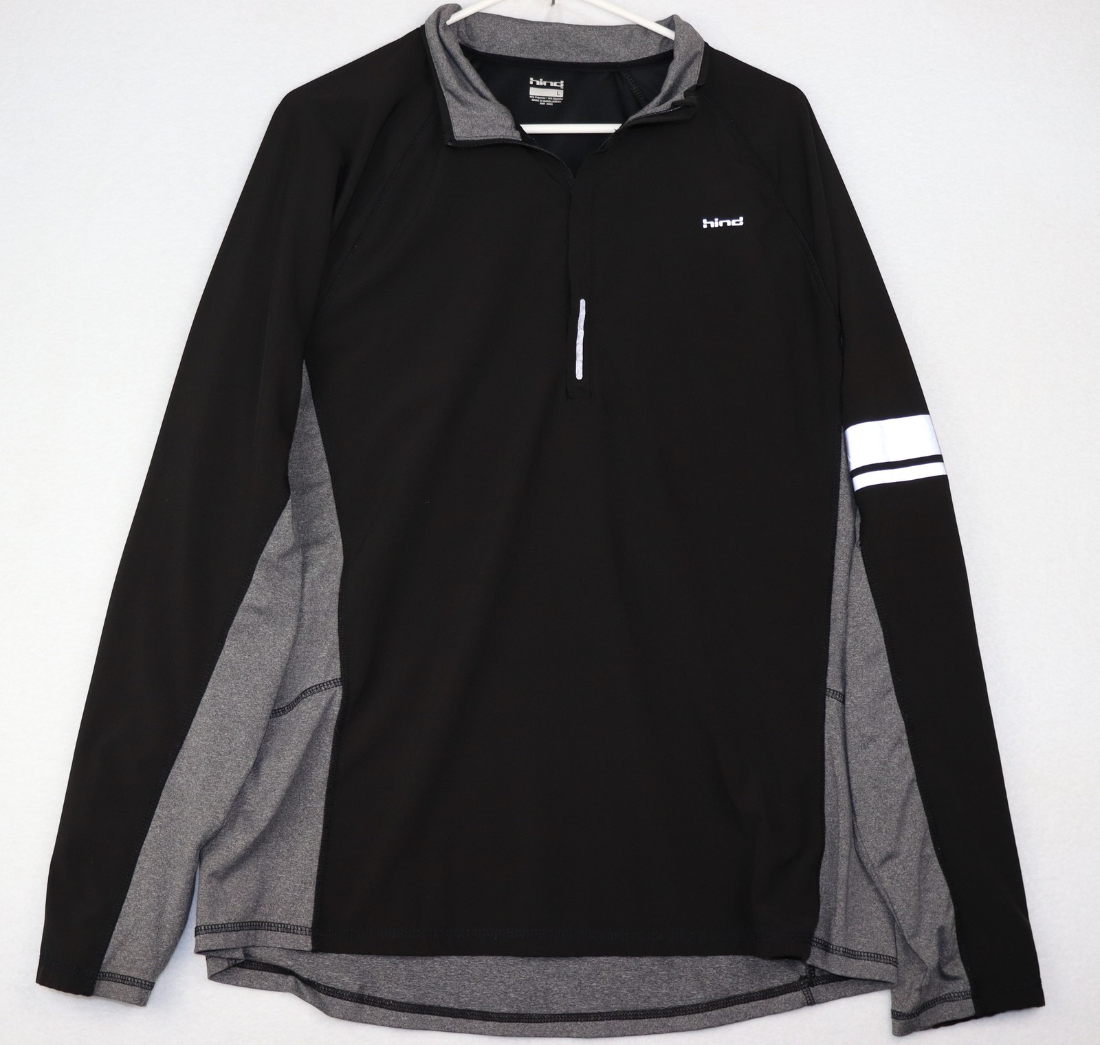 Hind Pullover Mens Large Black Gray Quarter Zip Running Athletic Long Sleeve gallery