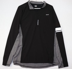 Hind Pullover Mens Large Black Gray Quarter Zip Running Athletic Long Sleeve