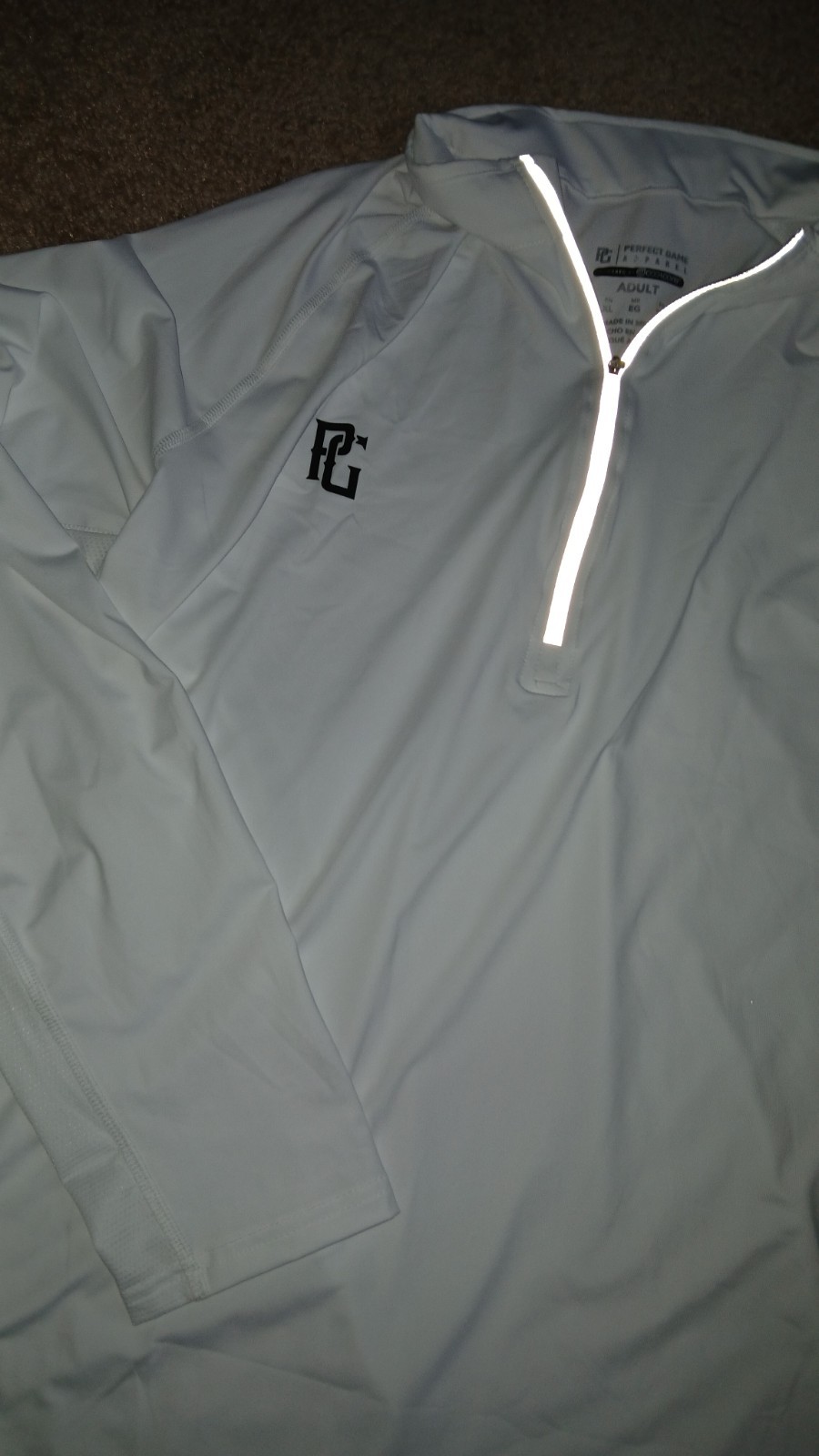 PG-PERFECT GAME SPORTS APPAREL-PERFORMANCE COOLCORE 1/4 ZIP SHIRT-NEW- XL-WHITE gallery